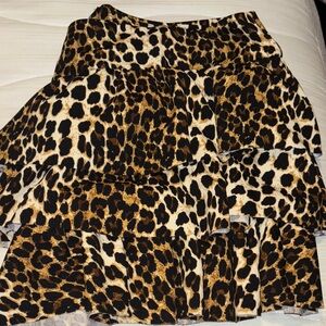 Fashion Nova Leopard Print A-Line Skirt